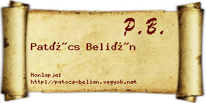 Patócs Belián névjegykártya