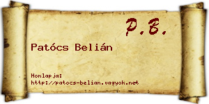 Patócs Belián névjegykártya